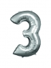Large Number 3 Silver Foil Balloon N34